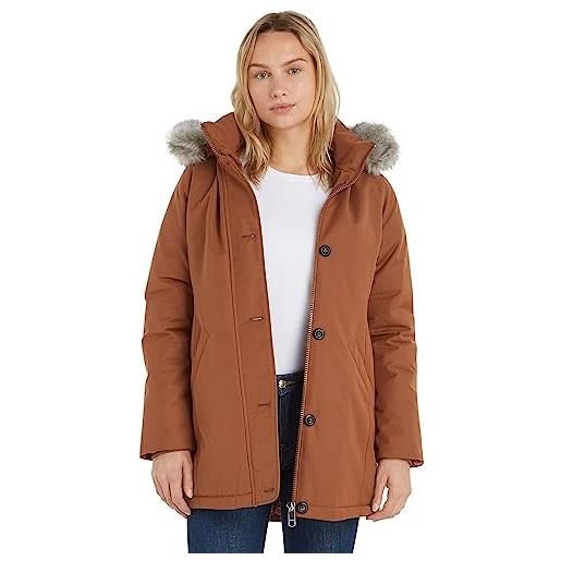 Tommy Hilfiger giacca donna padded parka with fur invernale, marrone (natural cognac), 3xl