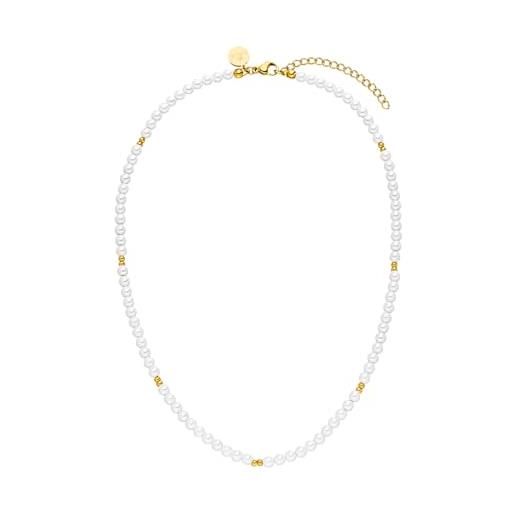 Purelei® finesse - collana impermeabile in acciaio inossidabile - collana con perle di conchiglia - gioielli di moda per un look personalizzato - collana di perle per donna (argento)