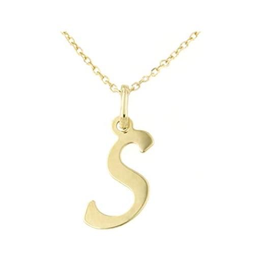 forme di Lucchetta lucchetta - ciondolo lettera s iniziale nome in oro giallo 9 carati - catenina d'oro 45cm | collane d'oro vero per donna