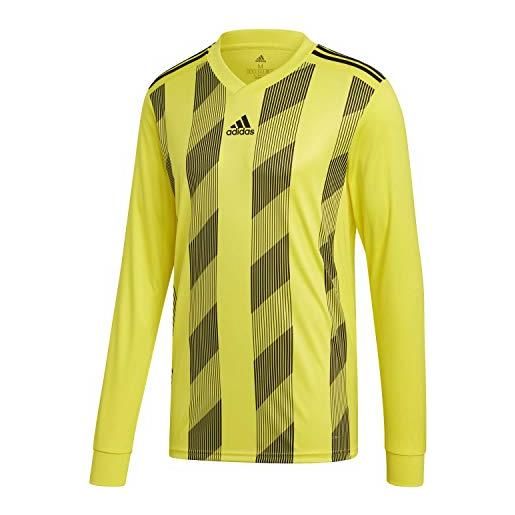 adidas ls striped 19, maglia unisex bambini, bright yellow/black, 140