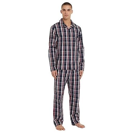 Tommy Hilfiger ls woven pyj set um0um03066 pigiama, blu (global stp check desert sky), l uomo