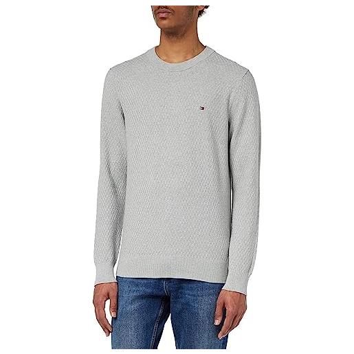 Tommy Hilfiger pullover uomo cross structure pullover in maglia, grigio (light grey heather), xxl