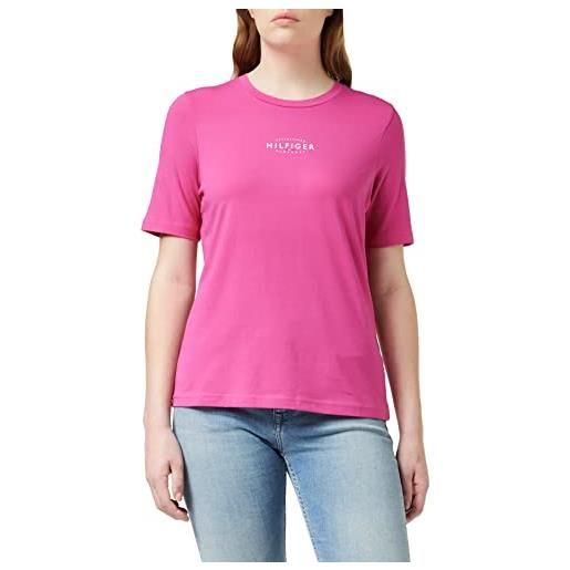 Tommy Hilfiger reg new branded ess c-nk ss ww0ww35990 top in maglia a maniche corte, rosa (eccentric magenta), s donna