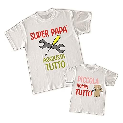 Generico payper wear - coppia t-shirts per padre e figlia stampata di colore bianco per festa del papà