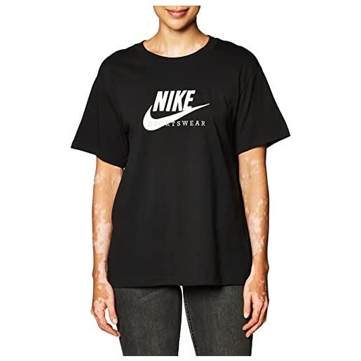 Nike sportswear heritage maglia manica corta, nero/bianco/midnight navy/bianco, x-small donna