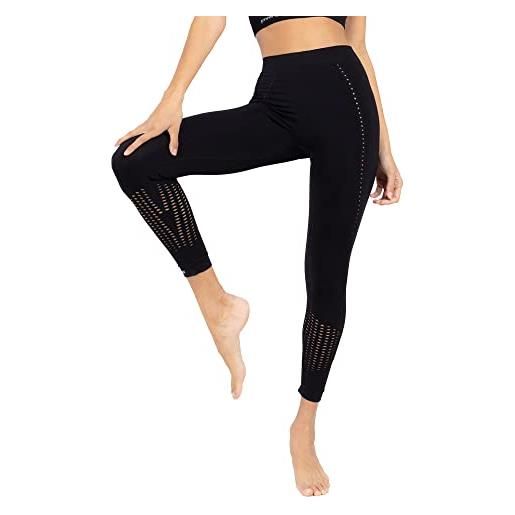 Invertika legging snellente sportswear leggings donna in microfibra nero anticellulite - modellante - contenitivo - termico vita alta made in italy_m/l