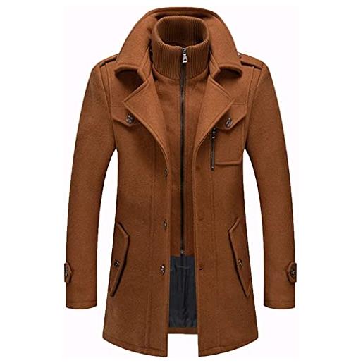 tylxayoxa trench da uomo cappotto lungo in lana e cashmere giacca slim fit trench capispalla cappotto invernale caldo (color: braun, size: xxl)
