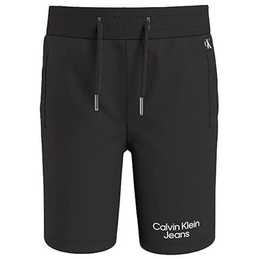 Calvin Klein Jeans ckj stack logo jogger shorts ib0ib01290 pantaloncini in maglia, nero (ck black), 16 anni bambini e ragazzi