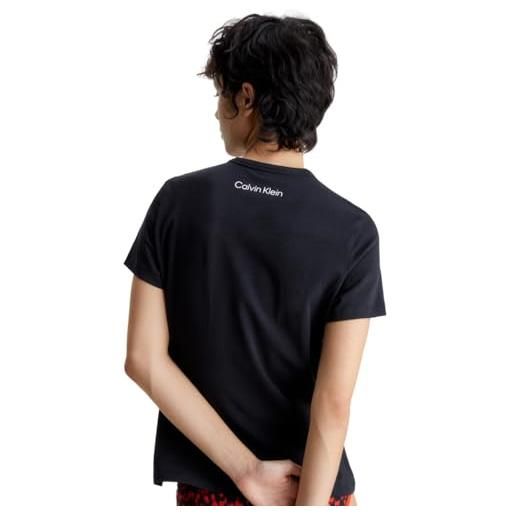 Calvin Klein t-shirt donna manica corta scollo rotondo, nero (black), l