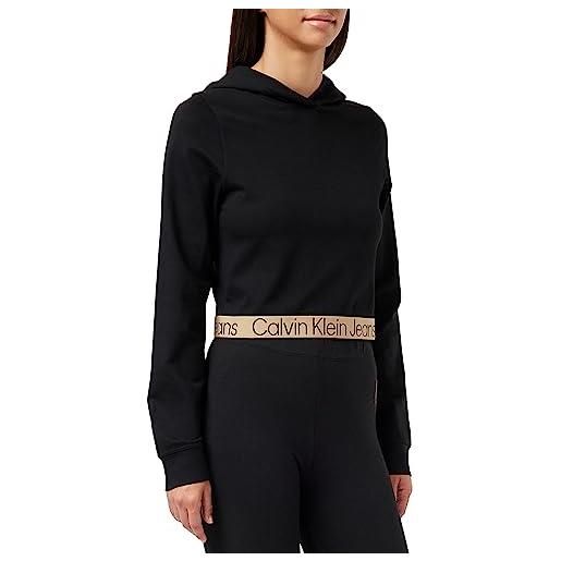 Calvin Klein jeans logo tape milano hoodie j20j219904 top in maglia a maniche lunghe, nero (ck black), m donna