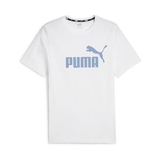PUMA tee logo ess (s) bianco-zen blu, xl uomo