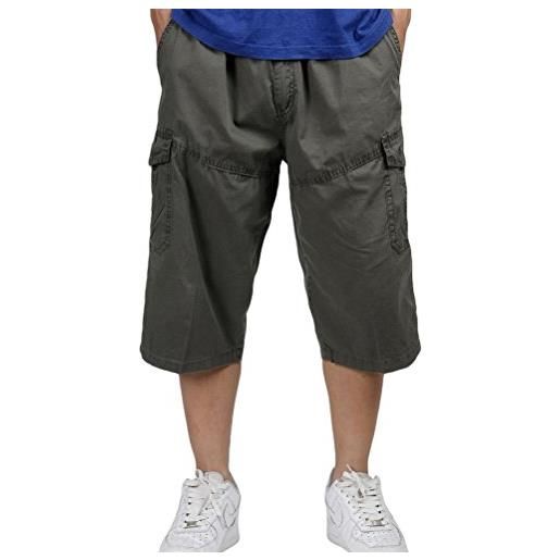NiSeng traspirante pantaloncini da uomo 3/4 bermuda cargo shorts con elastico in vita verde militare asia 2xl/eu 50