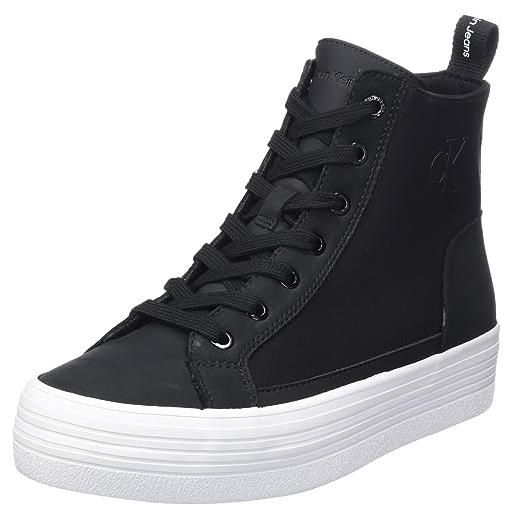 Calvin Klein jeans sneakers vulcanizzate donna bold mid flatform laceup scarpe, nero (black/bright white), 39 eu