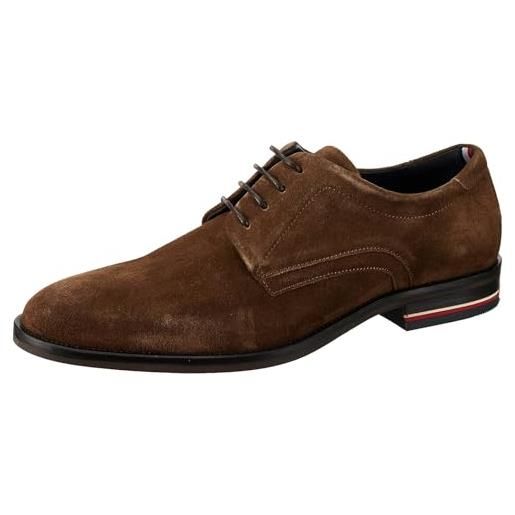 Tommy Hilfiger scarpa derby uomo corporate suede shoe pelle scamosciata, marrone (rockefeller brown), 46 eu