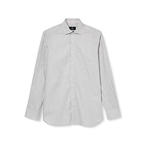 Hackett London melange selvedge button down shirt, grigio, s uomo