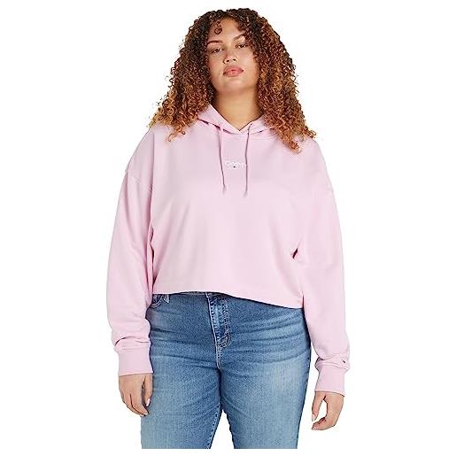 Tommy Jeans felpa donna cropped logo con cappuccio, rosa (french orchid), xs
