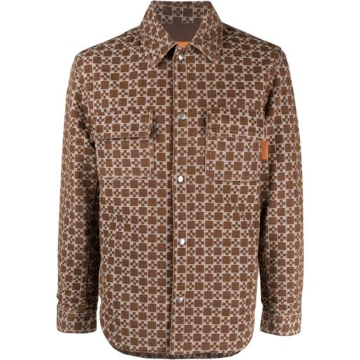 SANDRO giacca-camicia con monogramma - marrone