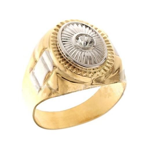 Gioielleria Lucchese Oro anello uomo in oro bianco e giallo 803321700382