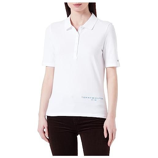 Tommy Hilfiger maglietta polo maniche corte donna slim fit, blu (desert sky), m