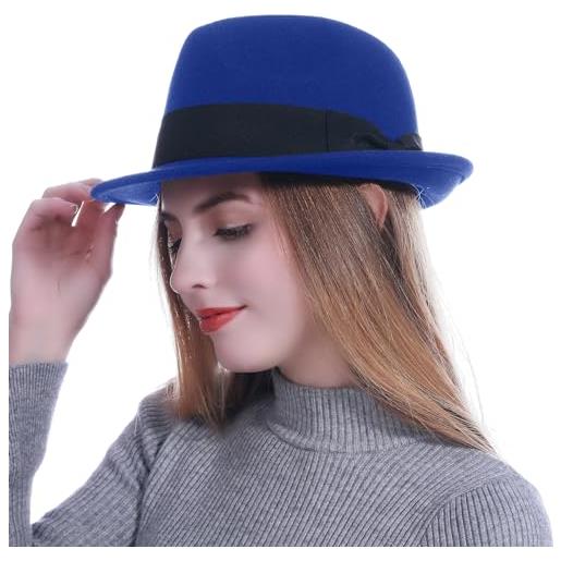 HEYANN cappelli fedora - cappello alla moda in feltro per uomo e donna in feltro di lana da uomo a tesa corta con elegante cappello panama(rosso vivo, l)