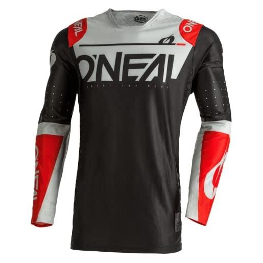 O'NEAL | nuovo | camicia motocross manica lunga | mx mtb| maglia da ciclismo completamente nuova con materiali migliorati e durevoli | maglia prodigy five one | adulto | nero grigio rosso | taglia xxl