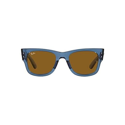 Ray-Ban occhiali da sole quadrati mega wayfarer rb0840s, blu trasparente/marrone, 51 mm