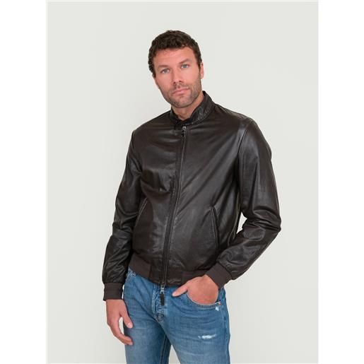 JACK LEATHER giacca in pelle marrone scuro