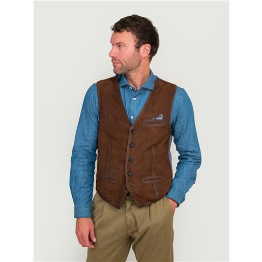 JACK LEATHER gilet in pelle color whisky
