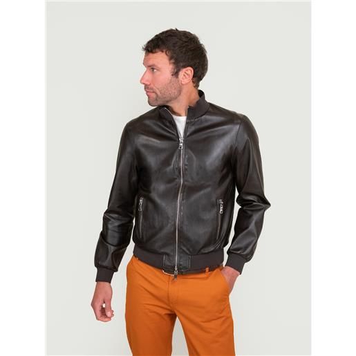 JACK LEATHER bomber in pelle marrone scuro