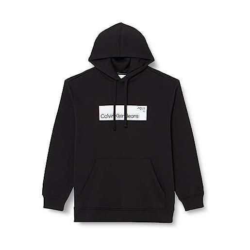 Calvin Klein Jeans plus hyper real box logo hoodie j30j324511 felpe con cappuccio, nero (ck black), xxl uomo