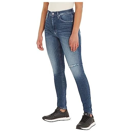 Calvin Klein Jeans jeans donna high rise ankle super skinny fit, blu (denim dark), 26w