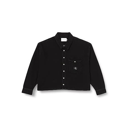 Calvin Klein Jeans cropped shirt plus j20j222350 top in tessuto, denim (denim black), 3xl donna
