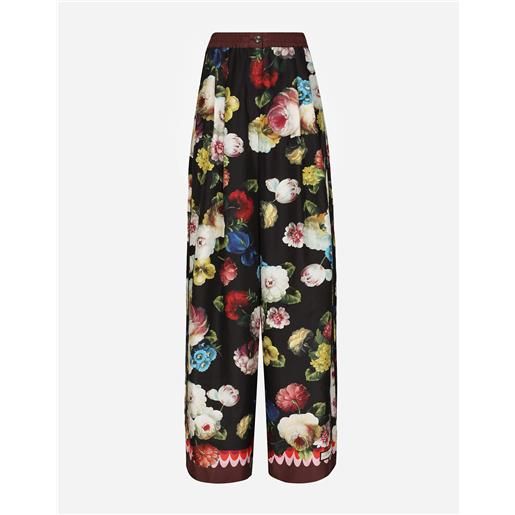 Dolce & Gabbana pantaloni pigiama in twill stampa fiore notturno