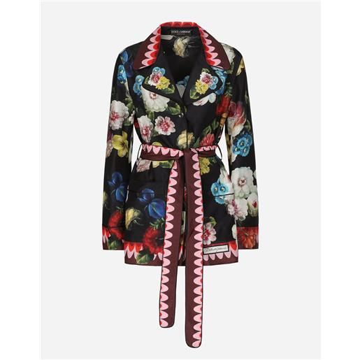 Dolce & Gabbana camicia pigiama in twill stampa fiore notturno