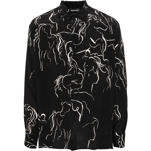 Emporio Armani camicia con stampa astratta - nero