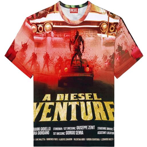 Diesel t-shirt t-boxt-adventure con stampa - nero
