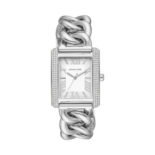 Michael Kors orologio analogico al quarzo donna con cinturino in acciaio inossidabile mk7438, tonalità argento e bianco