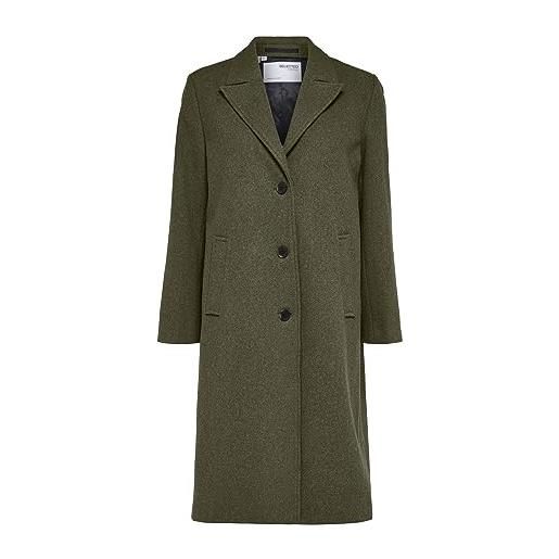 SELECTED FEMME slfalma wool coat noos cappotto lungo, verde edera. Dettagli: melange, 36 donna