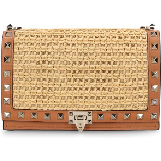 VALENTINO GARAVANI pochette rockstud effetto rafia