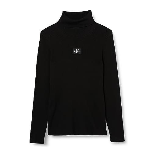 Calvin Klein Jeans plus label roll neck sweater j20j222403 maglioni, nero (ck black), 3xl donna