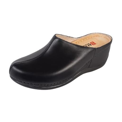Buxa anatomic bz340 zoccoli donna scarpe di pelle pantofole sabot sandali (nero, sistema taglie calzature eu, adulto, donna, numero, media, 39)