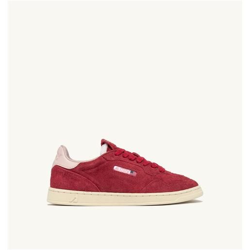 autry sneakers medalist flat low in suede rosso e powder pink