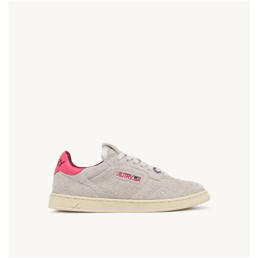 autry sneakers new flat low in suede bianco e calypso coral