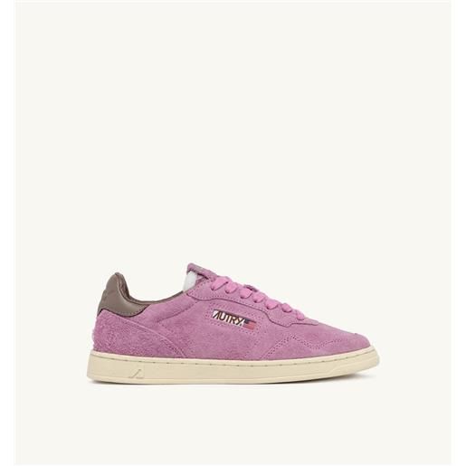 autry sneakers new flat low in suede rosa e ardesia