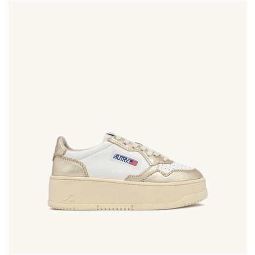 autry sneakers medalist platform low in pelle bianca e platino