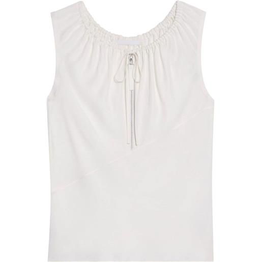 Helmut Lang top smanicato con coulisse - bianco