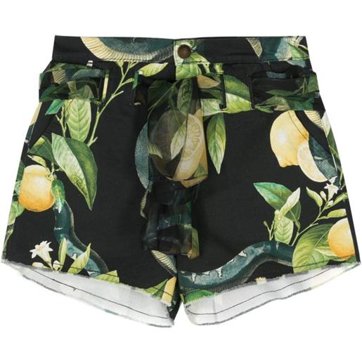 Roberto Cavalli shorts con stampa lemon - nero