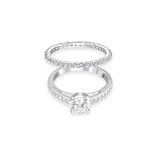 Swarovski anello attract, set (2), rotondo, pavé, bianco, placcato rodio