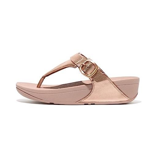 Fitflop lulu adjustable leather toe-post sandals, sandali donna, oro rosa, 43 eu