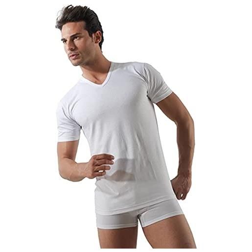ROSSOPORPORA, set da 6 magliette intime uomo in cotone 100% modello collo a v. (xxxl, bianco)